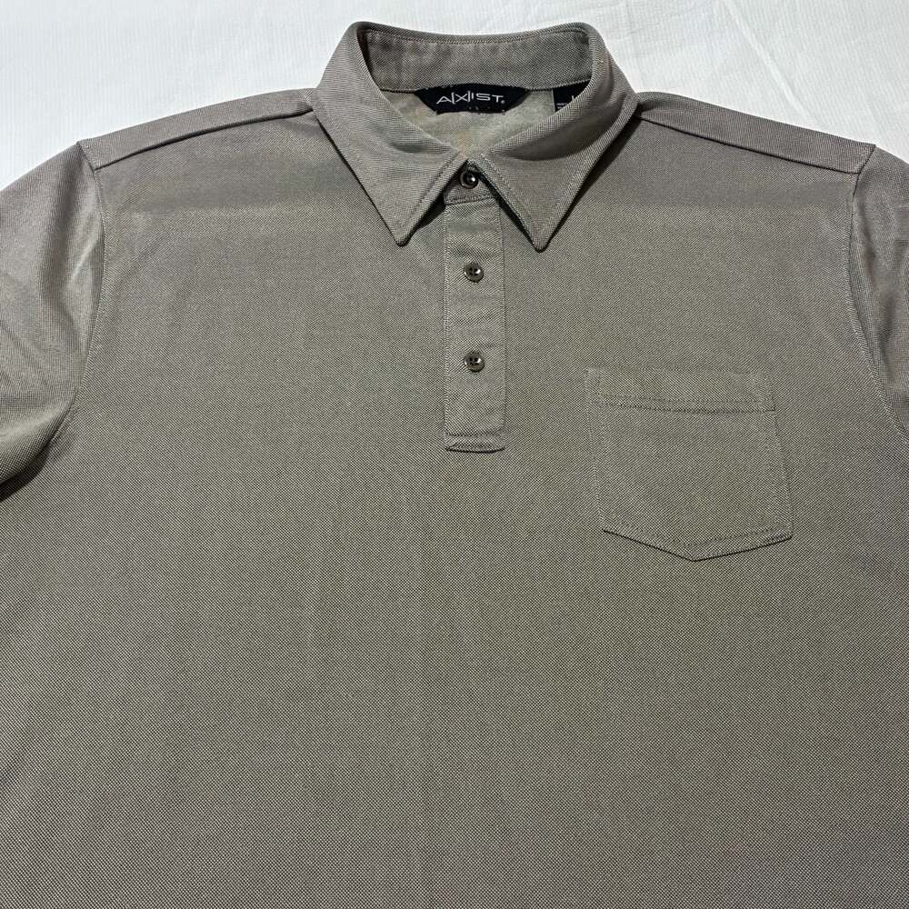 Axist Mens Gray Polo Shirt Large Short Sleeve Pocket